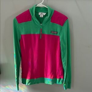 Vineyard Vines Green and Pink Crew Neck Sweater